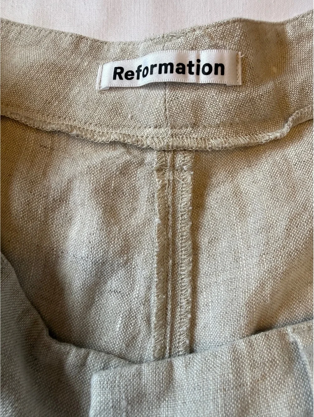 Reformation 100% Linen Wide Leg Pants Beige Natural Size 4 High Rise Relaxed EUC